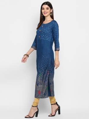 Aqua-blue printed rayon ethnic-kurtis 3
