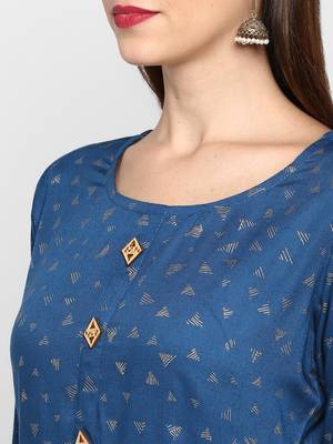 Aqua-blue printed rayon ethnic-kurtis 5