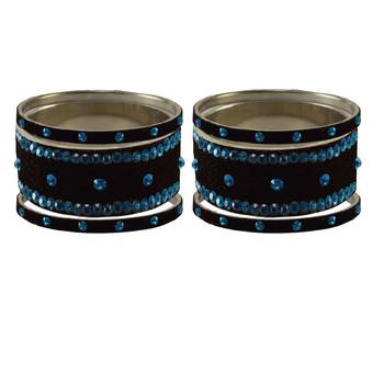 Black Stone Stud Brass Bangle 2