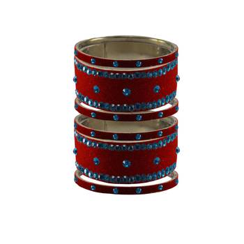 Red Stone Stud Brass Bangle 1