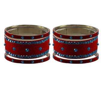 Red Stone Stud Brass Bangle 2
