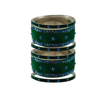 Green Stone Stud Brass Bangle 1