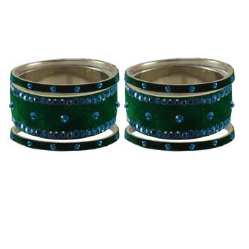 Green Stone Stud Brass Bangle 2