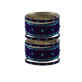 Dark Blue Stone Stud Brass Bangle 1