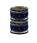 Dark Blue Stone Stud Brass Bangle