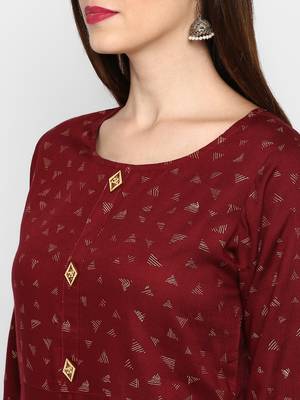 Dark-maroon printed rayon ethnic-kurtis 5