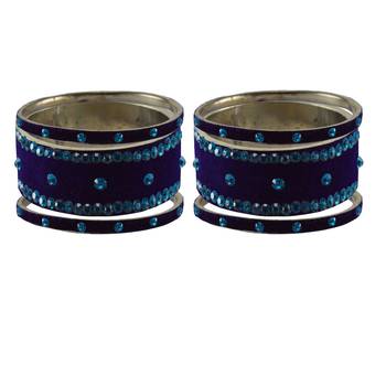 Dark Blue Stone Stud Brass Bangle 2