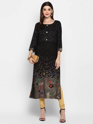 Black printed rayon ethnic-kurtis 1