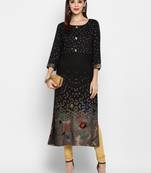 Black printed rayon ethnic-kurtis