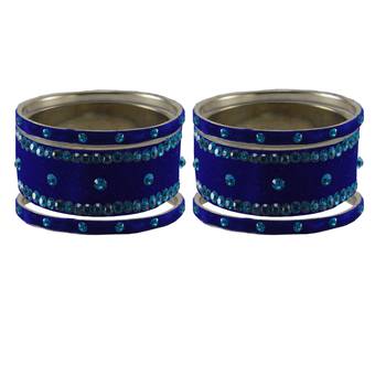 Blue Stone Stud Brass Bangle 2