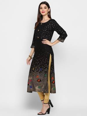 Black printed rayon ethnic-kurtis 3
