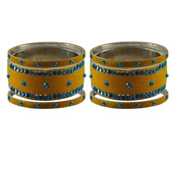 Light Brown  Stone Stud Brass Bangle 2