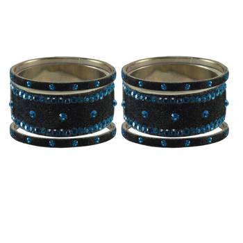 Grey Stone Stud Brass Bangle 2