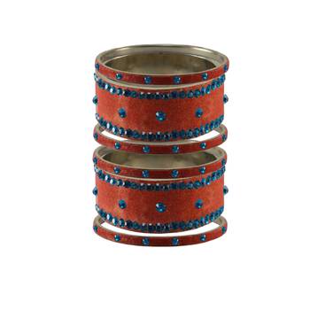 Peach Stone Stud Brass Bangle 1