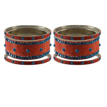 Peach Stone Stud Brass Bangle 2