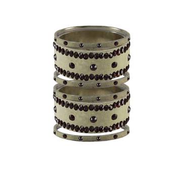 Cream Stone Stud Brass Bangle 1
