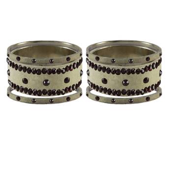 Cream Stone Stud Brass Bangle 2