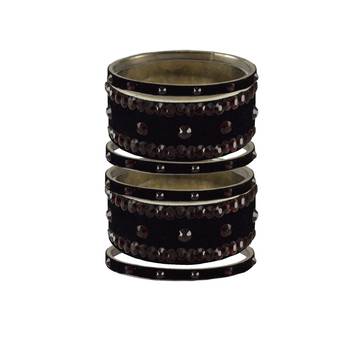 Black Stone Stud Brass Bangle 1