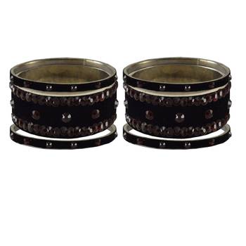 Black Stone Stud Brass Bangle 2