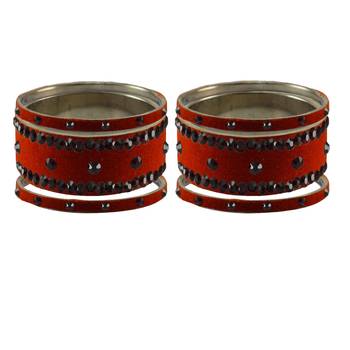 Orange Stone Stud Brass Bangle 2