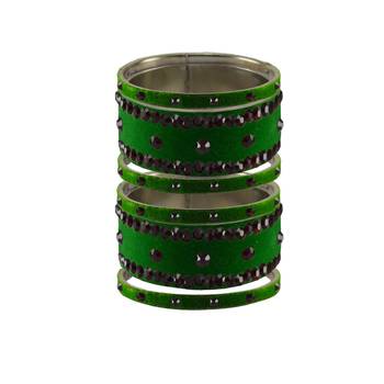 Green Stone Stud Brass Bangle 1