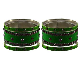 Green Stone Stud Brass Bangle 2