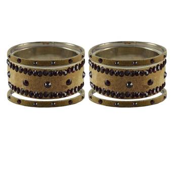 Light Brown  Stone Stud Brass Bangle 2