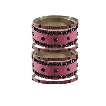 Dark Pink Stone Stud Brass Bangle 1