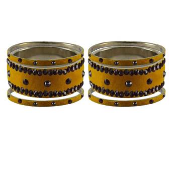 Light Brown  Stone Stud Brass Bangle 2