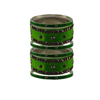 Green Stone Stud Brass Bangle 1