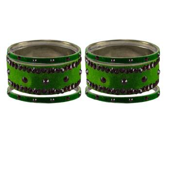 Green Stone Stud Brass Bangle 2