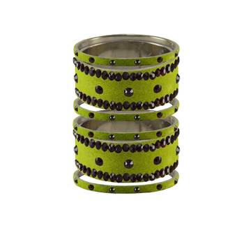Parrot  Stone Stud Brass Bangle 1