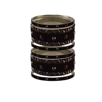 Black Stone Stud Brass Bangle 1