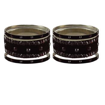 Black Stone Stud Brass Bangle 2