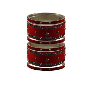 Red Stone Stud Brass Bangle 1