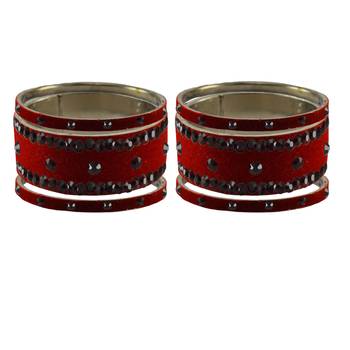 Red Stone Stud Brass Bangle 2