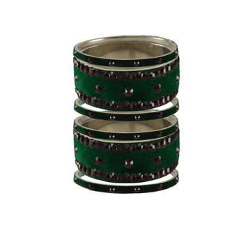 Green Stone Stud Brass Bangle 1