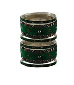 Green Stone Stud Brass Bangle