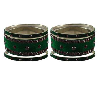 Green Stone Stud Brass Bangle 2