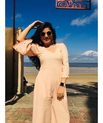 Peach Floral Scalloped Sleeves Jumpsuit  3