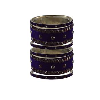 Dark Blue Stone Stud Brass Bangle 1