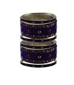 Dark Blue Stone Stud Brass Bangle