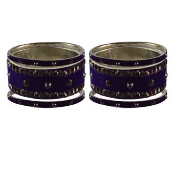 Dark Blue Stone Stud Brass Bangle 2