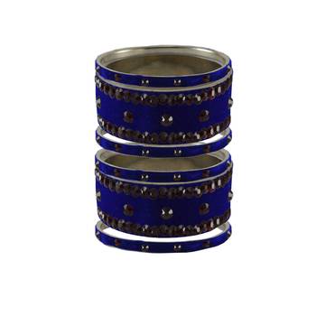 Blue Stone Stud Brass Bangle 1