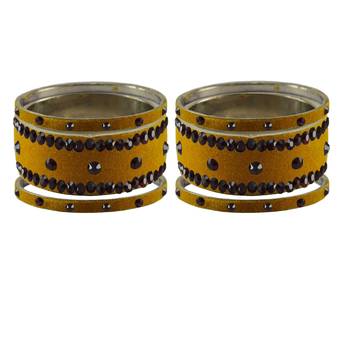 Light Brown  Stone Stud Brass Bangle 2