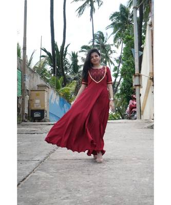Maroon Ikat Gown 1