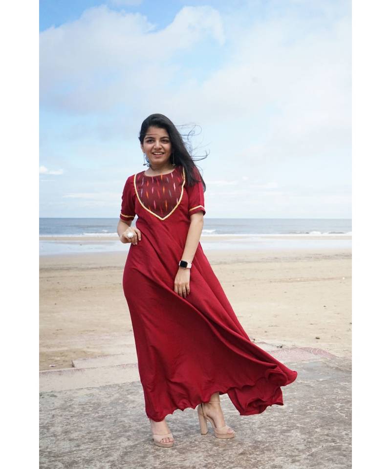 Maroon Ikat Gown