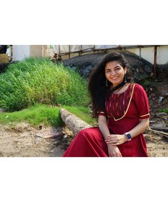Maroon Ikat Gown 4