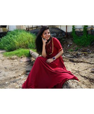 Maroon Ikat Gown 5