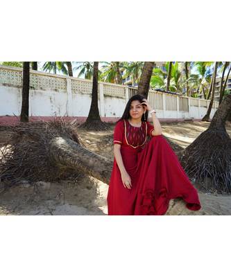 Maroon Ikat Gown 6
